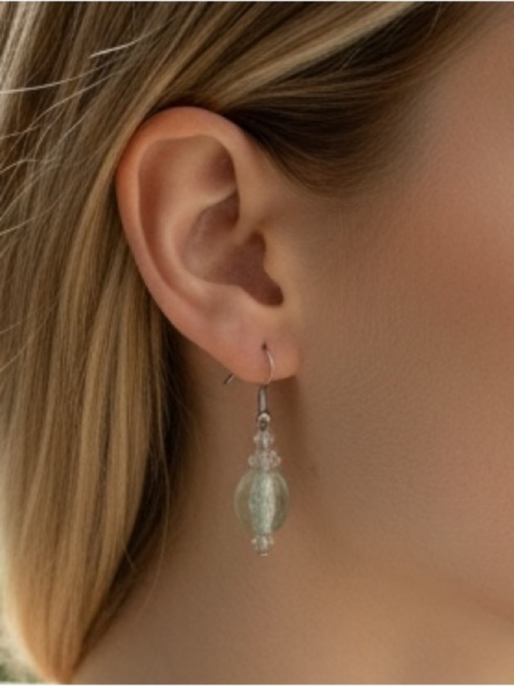 Handcrafted Glass Lampwork Bead Earrings | Clear And AB Glass Handmade Earrings